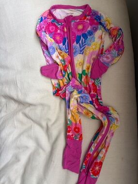 Floral Zip-Front Little Sleepies PJs